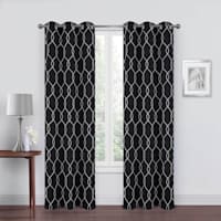 2-Pack Black Embroidered Blackout Grommet Curtain Panels, 84"