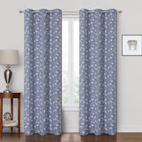 Blue Embroidered Blackout Grommet Curtain Panel, 84"