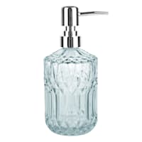 Providence Diana Blue Textured Glass Soap Dispenser, 6.8"