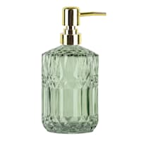 Providence Diana Green Textured Glass Soap Dispenser, 6.8"