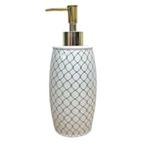 Providence Charlotte White & Gold Checkered Soap Dispenser, 8.3"