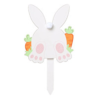 Homespun Easter Wooden Bunny with Carrots Yard Stake, 14"