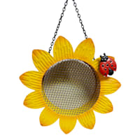 Sunflower & Ladybug Metal Garden Bird Feeder, 10"