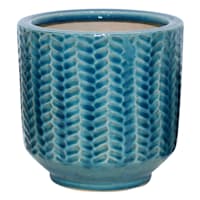 Found & Fable Indoor Green Reactive Glaze Herringbone Pot, Medium