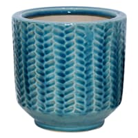 Found & Fable Indoor Green Reactive Glaze Herringbone Pot, Small