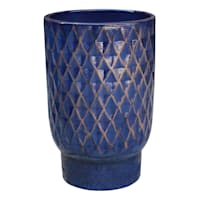 Indoor Blue Reactive Glaze Pedestal Pot, Small