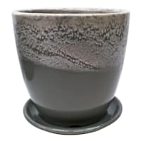 Indoor Grey Olympic Pot with Saucer, Small