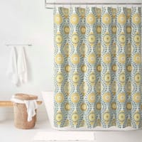 13-Piece Yellow & Grey Glendale Medallion Shower Curtain Set, 72"