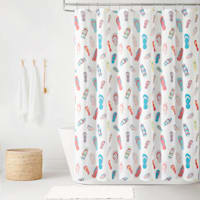 13-Piece Multi Color Flip Flops Shower Curtain Set, 72"