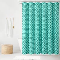13-Piece Green Geo Mermaid Scales Shower Curtain Set, 72"