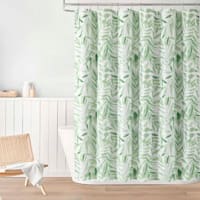 13-Pece Green Palmyra Leaf Shower Curtain Set, 72"