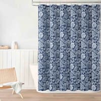 13-Piece Navy Suma Floral Shower Curtain Set, 72"