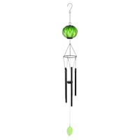 Green Metal & Glass Wind Chime, 30"