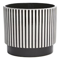 Crosby St. Indoor Black & White Stripe Planter, 10"