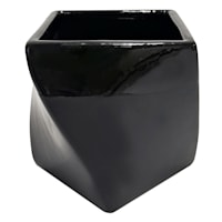Crosby St. Indoor Two-Tone Swirled Square Black Planter, 4.7"