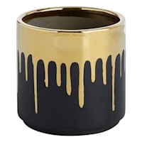 Crosby St. Indoor Gold Drip Black Planter, 6.5"