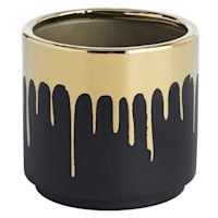 Crosby St. Indoor Gold Drip Black Planter, 4.7"