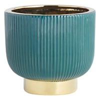 Found & Fable Indoor Emerald & Gold Dean Planter, 7.7"