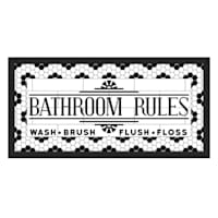 Bathroom Rules Faux Tile Wall Decor, 24x12