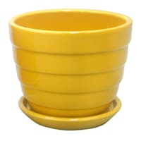 Indoor Yellow Beehive Ceramic Pot, Extra Small