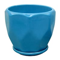 Indoor Hexa Blue Ceramic Pot, Small