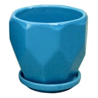 Indoor Hexa Blue Ceramic Pot, Extra Small