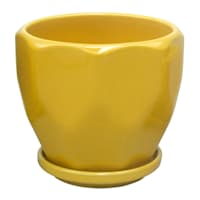 Indoor Hexa Yellow Ceramic Pot, Small