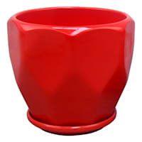Indoor Hexa Red Ceramic Pot, Small