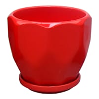 Indoor Hexa Red Ceramic Pot, Small