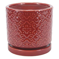 Providence Indoor Pomegranate Ceramic Damask Planter, 5.9"