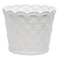 Providence Indoor White Ceramic Weave Planter, 8"