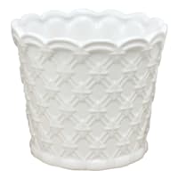 Providence Indoor White Ceramic Weave Planter, 6.5"