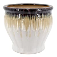 White Drip Glaze Ceramic Outdoor Planter, Large