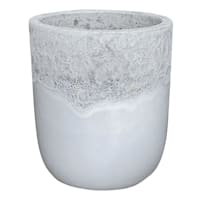 White Two-Tone Reactive Glaze Outdoor Planter, Large