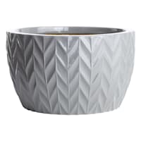 Crosby St. Grey Herringbone Ceramic Outdoor Planter, Large