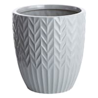 Crosby St. Grey Tall Herringbone Ceramic Outdoor Planter, Large