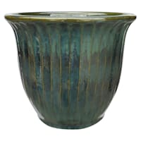 Providence Aurora Green Fluted Outdoor Planter, Medium