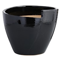 Crosby St. Black Petal Egg Outdoor Planter, Large