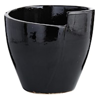 Crosby St. Black Petal Egg Outdoor Planter, Medium