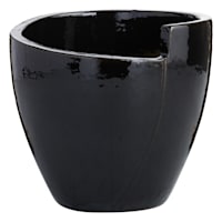 Crosby St. Black Petal Egg Outdoor Planter, Small