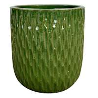 Honeybloom Green Sasha Ceramic Outdoor Planter, Medium