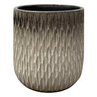 Honeybloom Neutral Two-Tone Sasha Ceramic Outdoor Planter, Medium