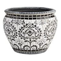 Black & White Mosaic Outdoor Planter, Large