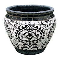 Black & White Mosaic Outdoor Planter, Medium