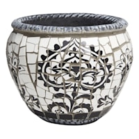 Black & White Mosaic Outdoor Planter, Small