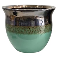 Found & Fable Gold & Green Ceramic Outdoor Planter, Medium