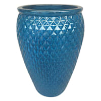 Halsey Blue Ceramic Jar Outdoor Planter, Medium