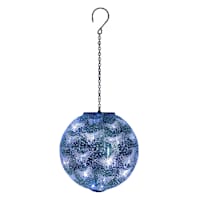 Blue Hanging Ball Outdoor Solar Lantern, 18"