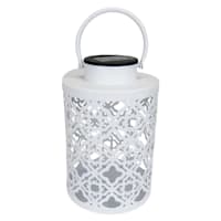 White Metal Solar Outdoor Lantern, 10"