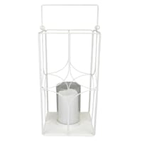 Providence White Metal Outdoor LED Lantern, 13"
